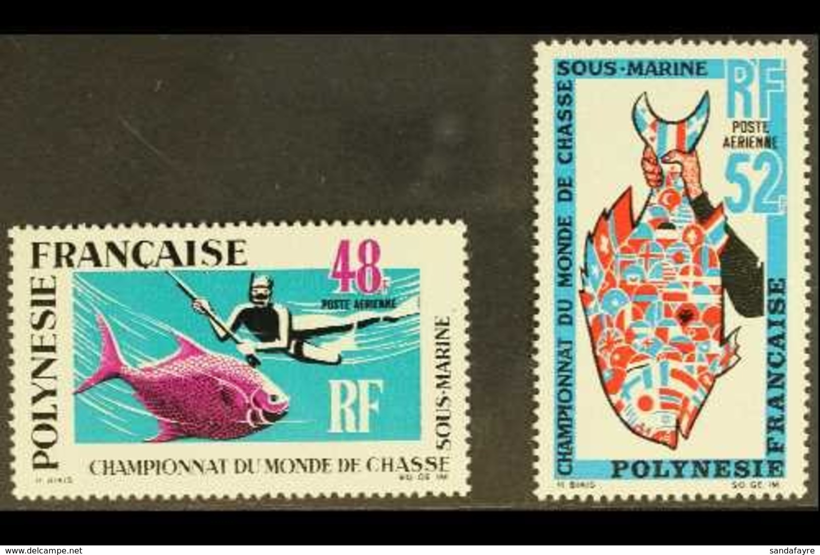 POLYNESIA 1969 Underwater Hunting Championships Set, Yv 29/30, Never Hinged Mint (2 Stamps) For More Images, Please Visi - Andere & Zonder Classificatie