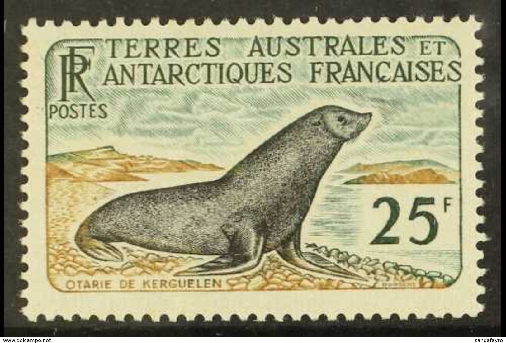TAAF 1959-63 25fr Kerguelen Fur Seal, Yv 16, Very Fine Mint. For More Images, Please Visit Http://www.sandafayre.com/ite - Andere & Zonder Classificatie
