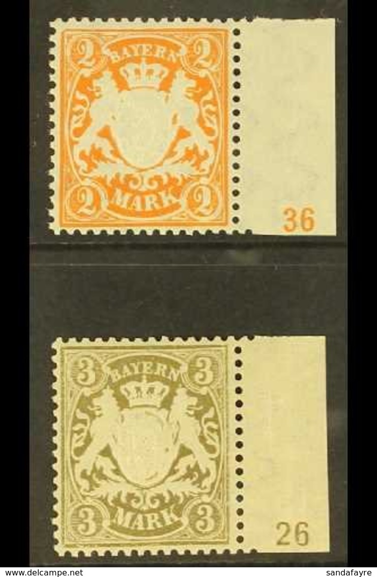 BAVARIA PLATE NUMBERS 1903 2m Orange-yellow With '36' Plate Number And 1900 3m Olive-brown With '26' Plate Number, Miche - Sonstige & Ohne Zuordnung