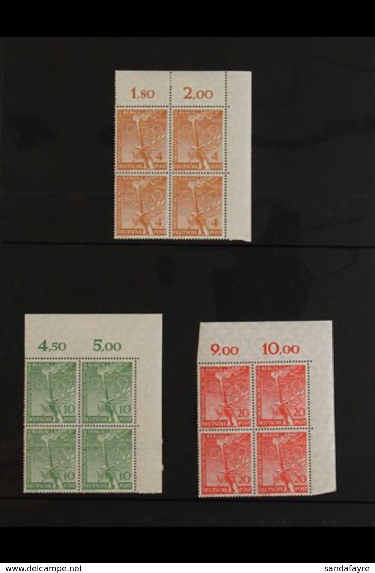 1952-54 MINT / NHM BLOCKS OF 4. An ALL DIFFERENT Collection Of Corner Blocks, Mostly Never Hinged. Includes 1952 Olympic - Other & Unclassified