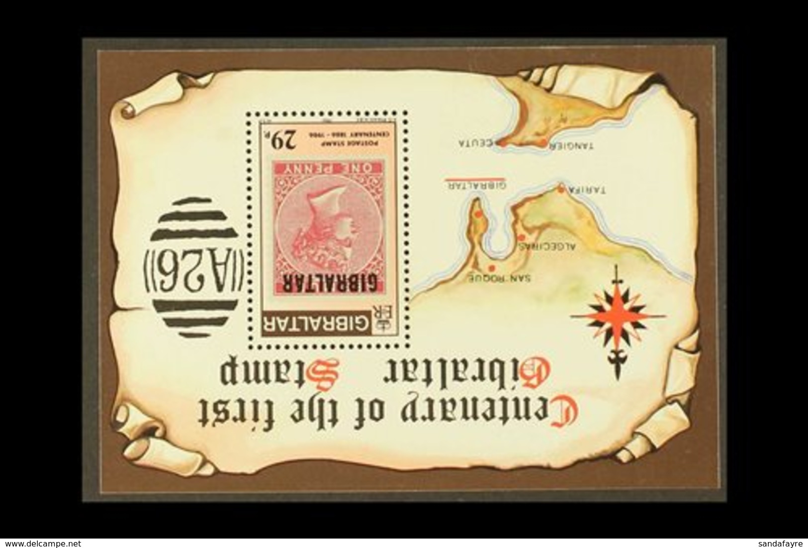 1986 Stamp Centenary Miniature Sheet With WATERMARK INVERTED, SG MS539w, Superb Never Hinged Mint. For More Images, Plea - Gibraltar