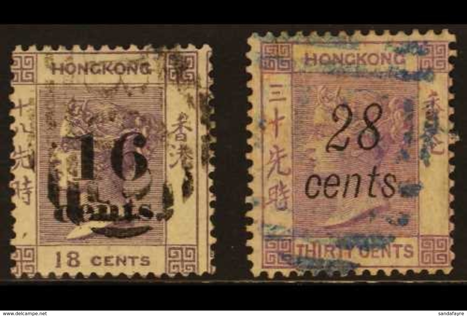 1876-7 16c On 18c Lilac & 28c On 30c Mauve, SG20/1, Used (2 Stamps). For More Images, Please Visit Http://www.sandafayre - Autres & Non Classés