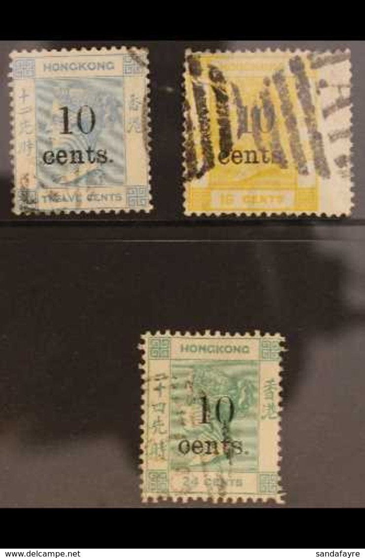 1880 10c On 12, 10c On 16c & 10c On 24c, SG 25/7, 10c On 16c With Closed Tear, Otherwise Good To Fine Used (3 Stamps). F - Other & Unclassified