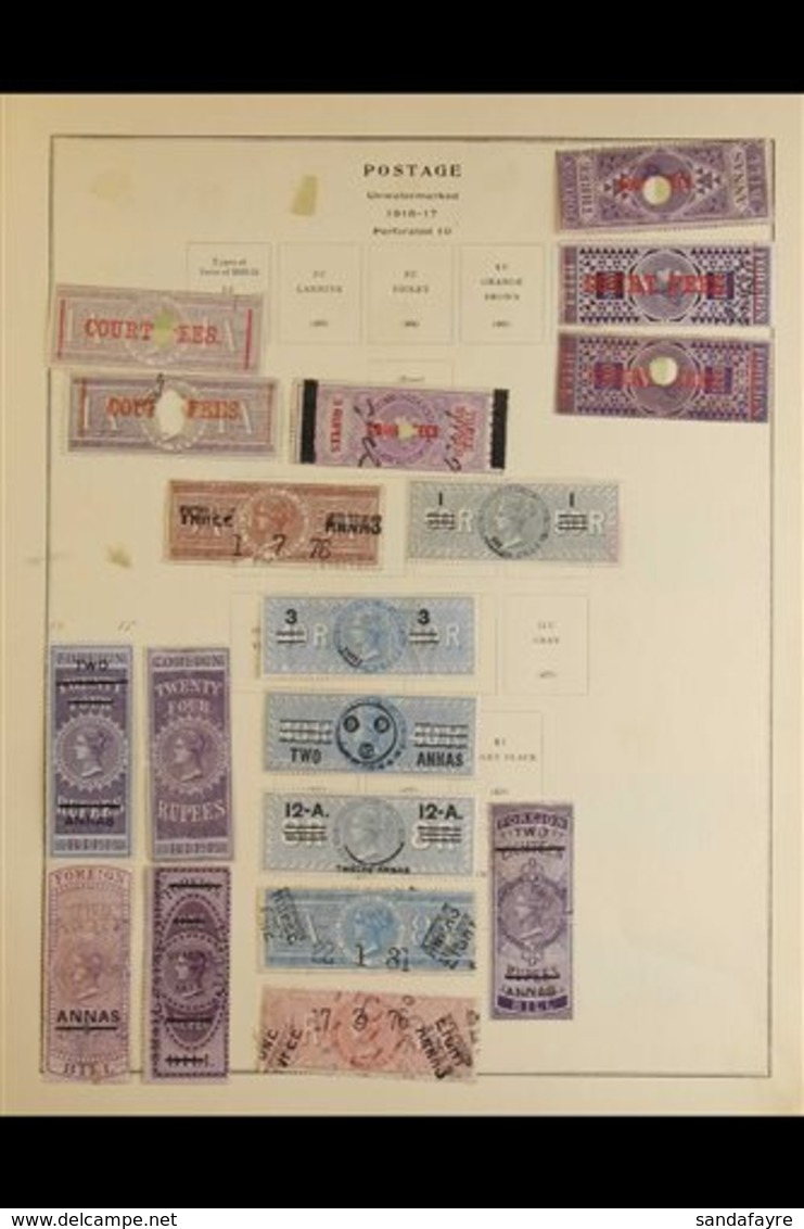 REVENUE STAMPS QV To Early KGV Powerful Collection On Album Pages. With Very Strong COURT FEES Including Many Overprints - Andere & Zonder Classificatie