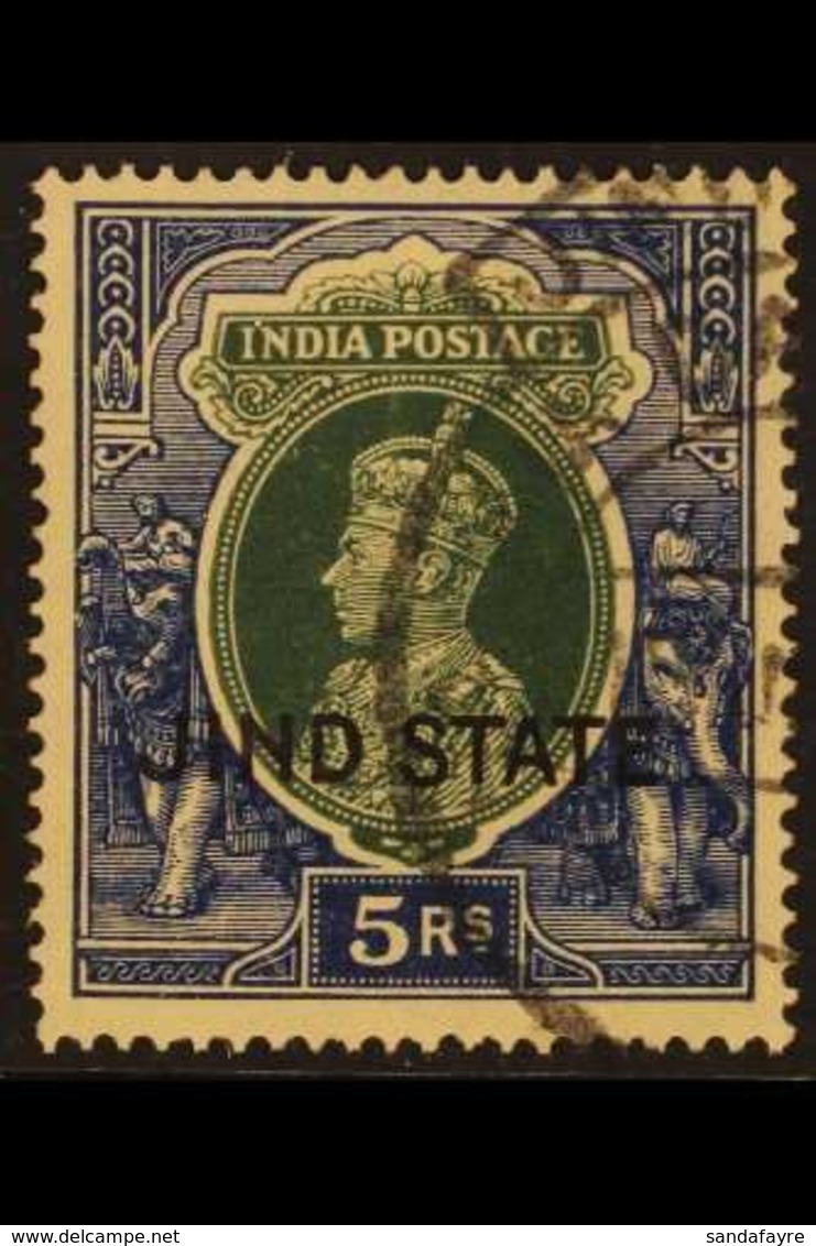 JIND 1937-38 5r Green & Blue, SG 123, Fine Cds Used For More Images, Please Visit Http://www.sandafayre.com/itemdetails. - Other & Unclassified