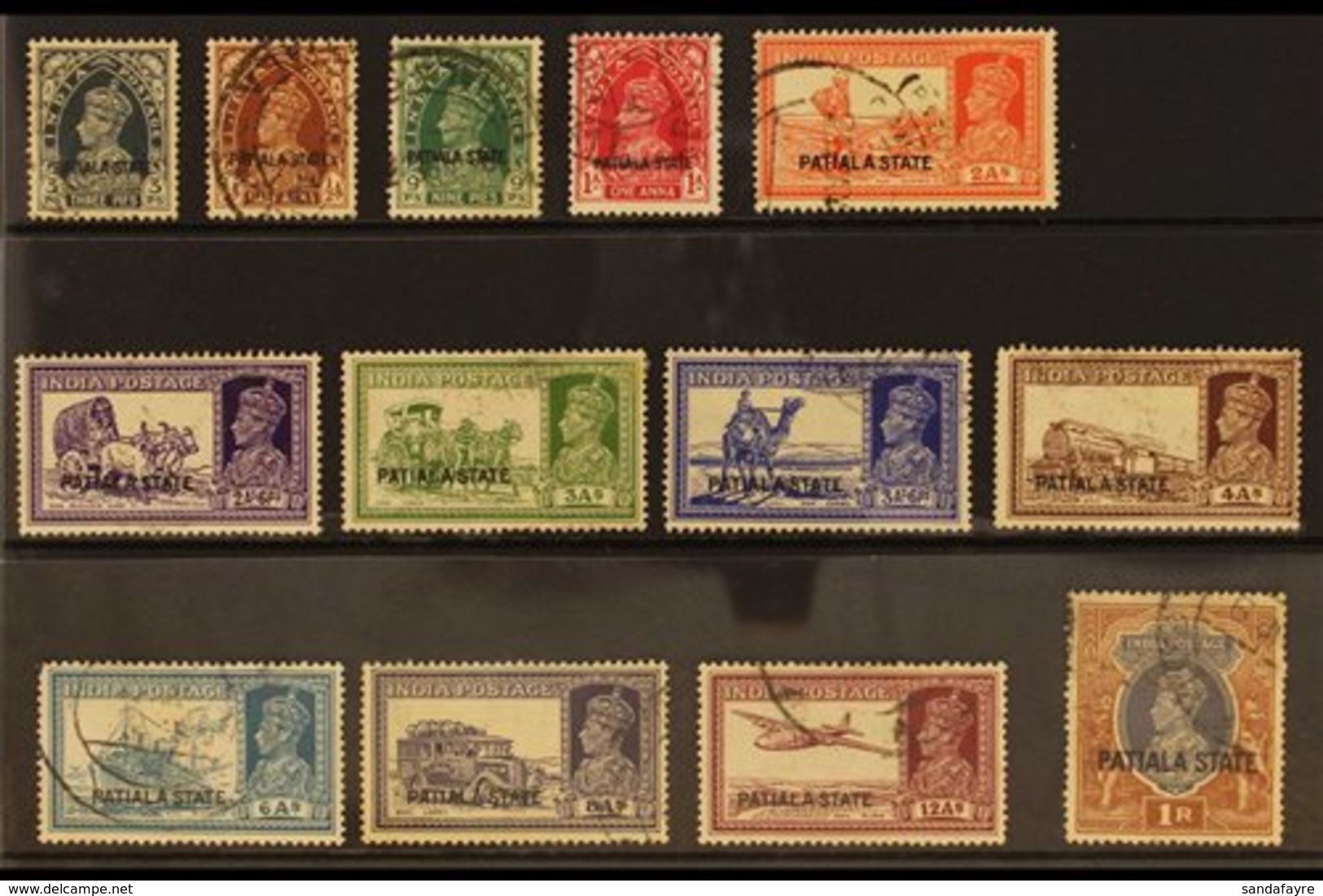 PATIALA 1937-38 "PATIALA STATE" Overprinted Set To 1r, SG 80/92, Good To Fine Used (13 Stamps) For More Images, Please V - Other & Unclassified