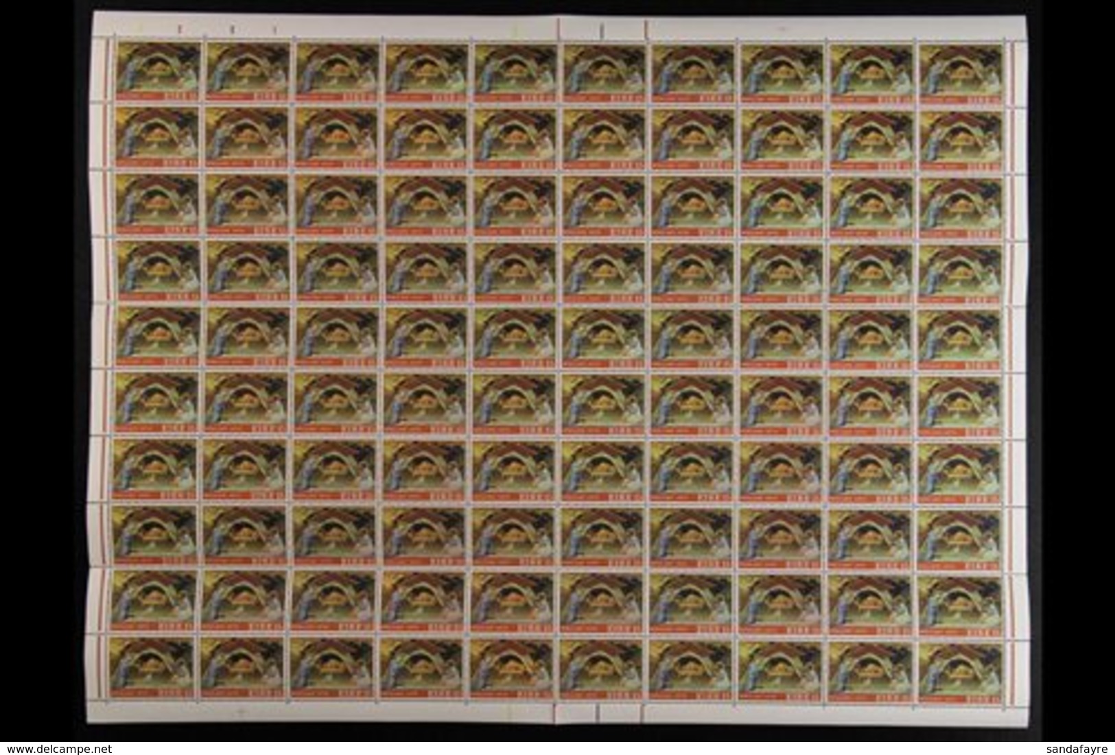 1976 CHRISTMAS COMPLETE SHEETS. Christmas Set, Hib C232/234, SG 401/403, COMPLETE SHEETS OF 100 With Selvedge To All Sid - Andere & Zonder Classificatie