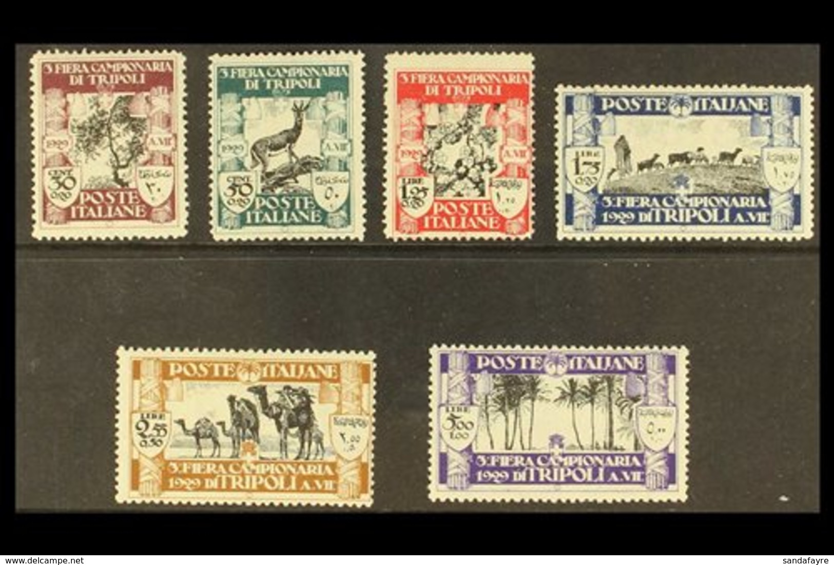 LIBYA 1929 Third Tripoli Fair Complete Set, SG 63/68 (Sassone Libya 81/86), Fine Mint, 5L Expertized A. Diena, Fresh. (6 - Other & Unclassified