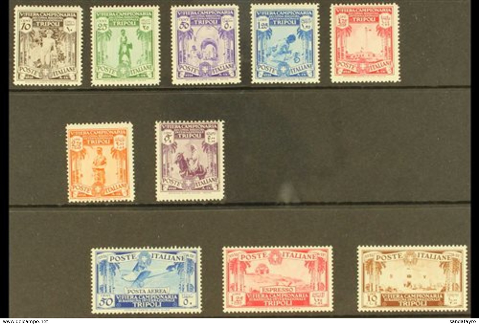 TRIPOLITANIA 1931 Fifth Tripoli Fair complete Set Including Air & Express Stamps, SG 123/E132 (Sassone Libya 95/102, A3  - Other & Unclassified