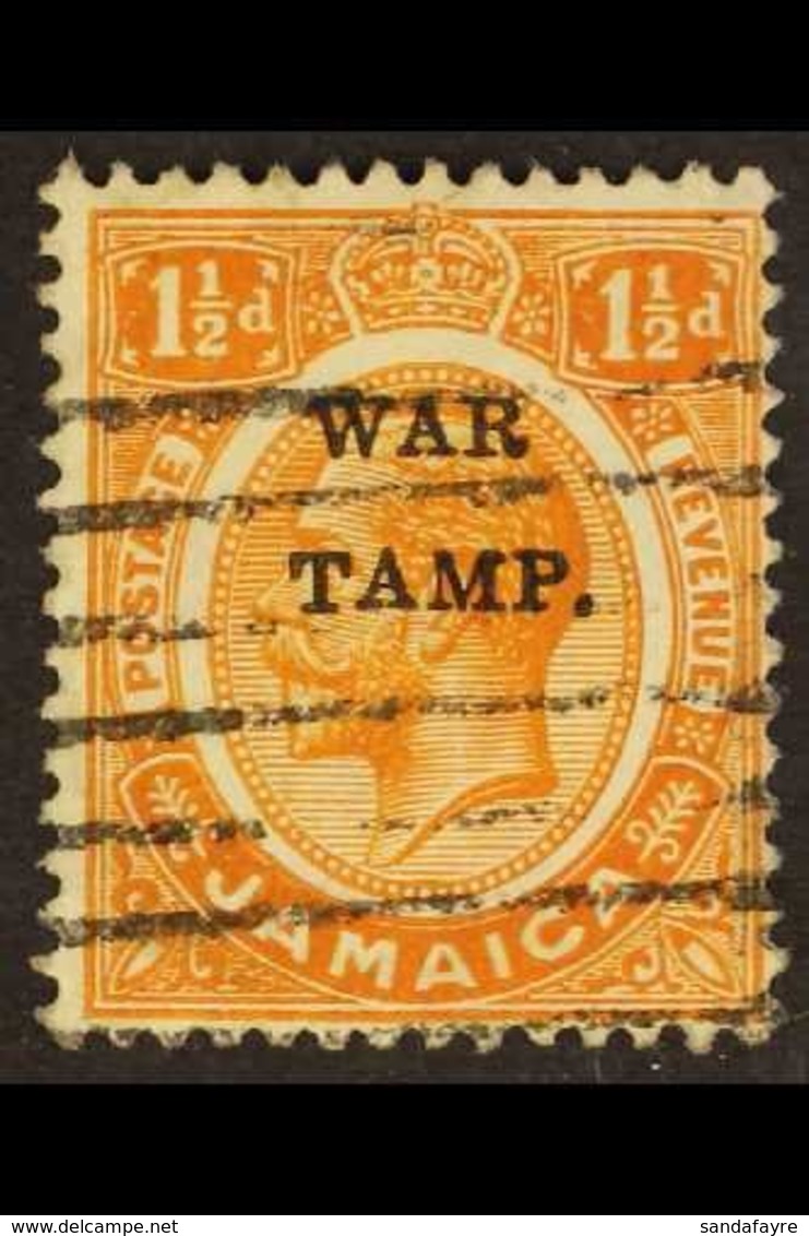 1916 "War Stamp" 1½d Orange With "S" In "STAMP" Omitted, SG 71b, Used. Nice Item! For More Images, Please Visit Http://w - Jamaïque (...-1961)