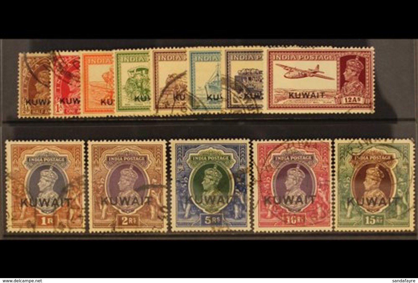 1939 Geo VI Set Complete, Overprinted "Kuwait", SG 36/51w, Very Fine Used. (13 Stamps) For More Images, Please Visit Htt - Koweït