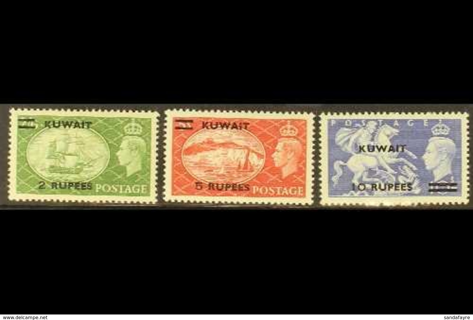 1951 2r On 2s.6d To 10r On 10s, SG 90/92, Never Hinged Mint. (3 Stamps) For More Images, Please Visit Http://www.sandafa - Kuwait