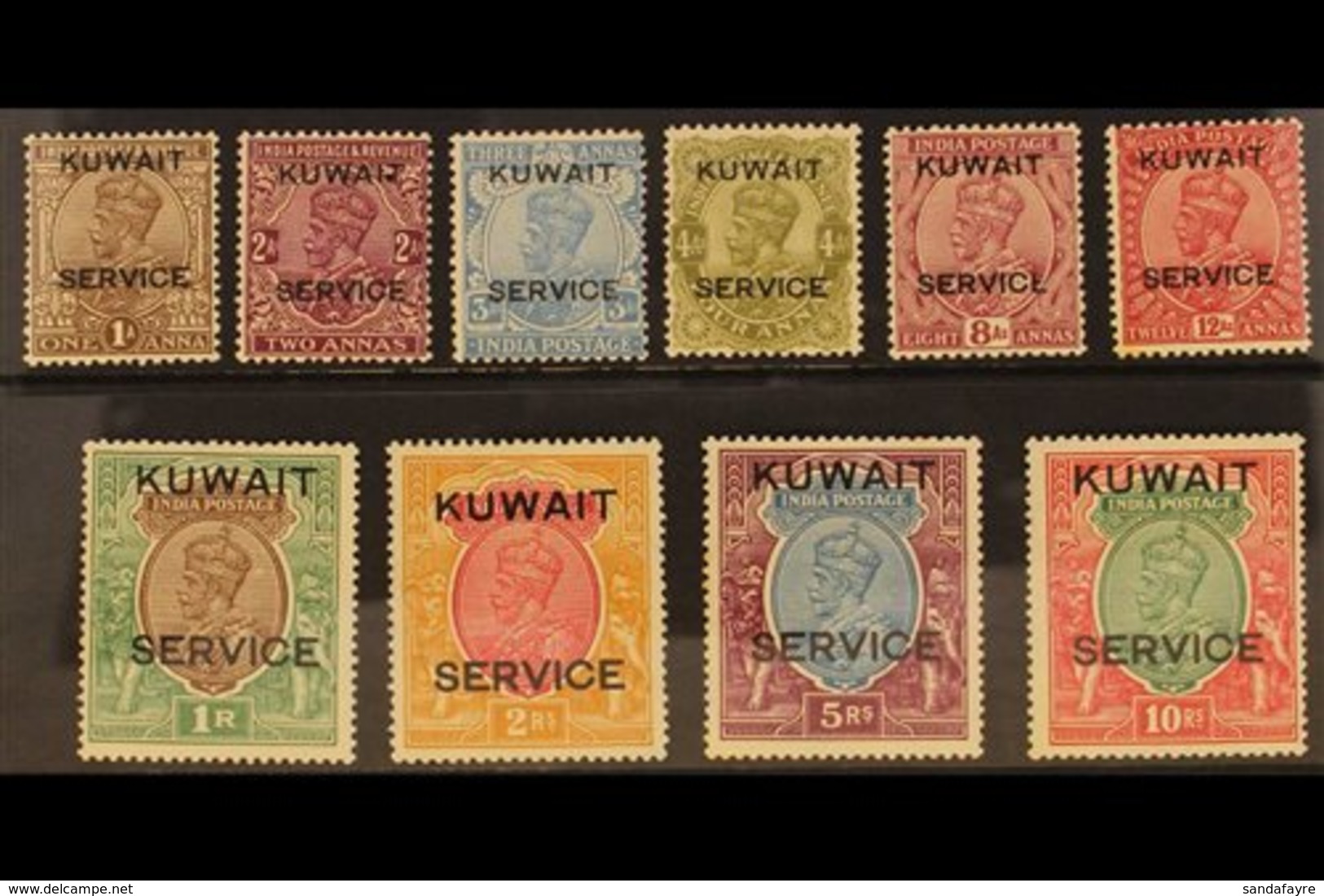 OFFICIALS 1929 - 33 Complete Set To 10r, Overprinted "Kuwait Service", SG O16/O26, Very Fine Mint. (10 Stamps) For More  - Koweït