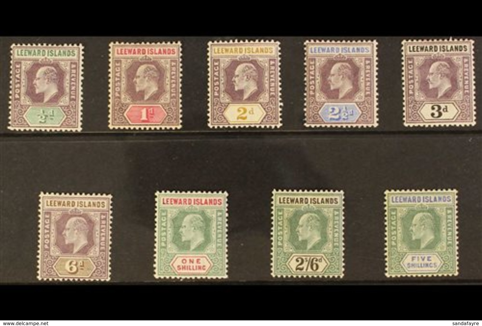 1902 KEVII (wmk Crown CA) Complete Set, SG 20/28, Very Fine Mint, Extremely Lightly Hinged. (9 Stamps) For More Images,  - Leeward  Islands