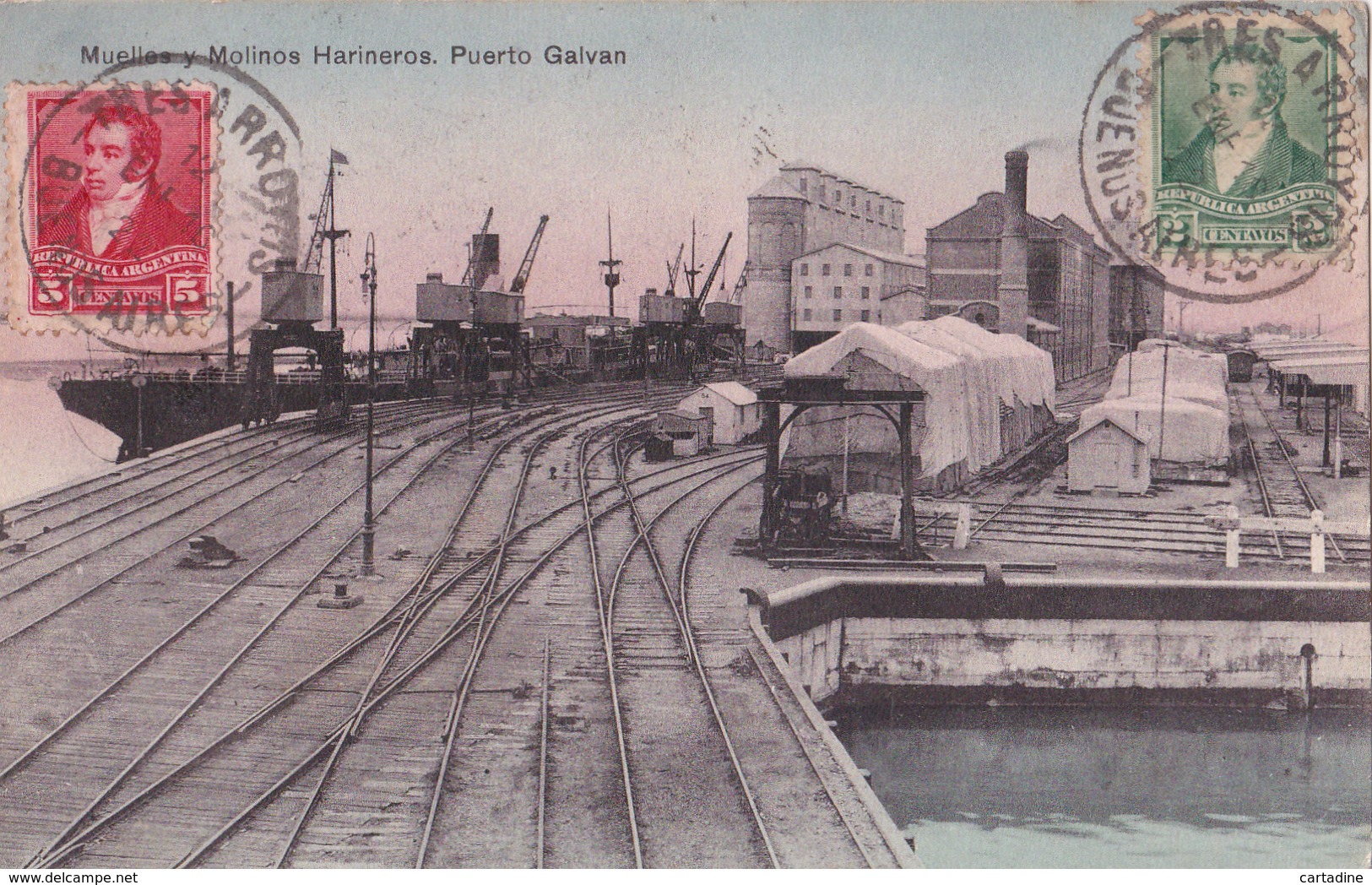 CPA  Argentine / Argentina - Puerto Galvan - Muelles Y Molinos Harineros - 1922 - Argentine