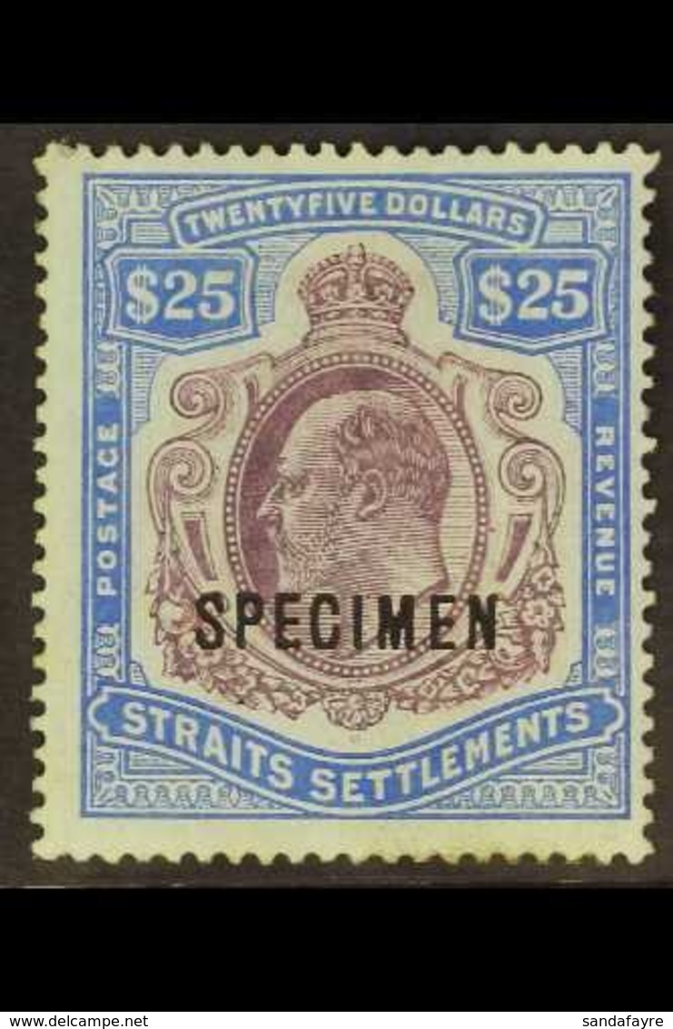 1906 - 12 $25 Purple And Blue On Blue Overprinted "Specimen", Ed VII, SG 168s, Good Mint, Part Og With Tiny Gum Thin. Sc - Straits Settlements