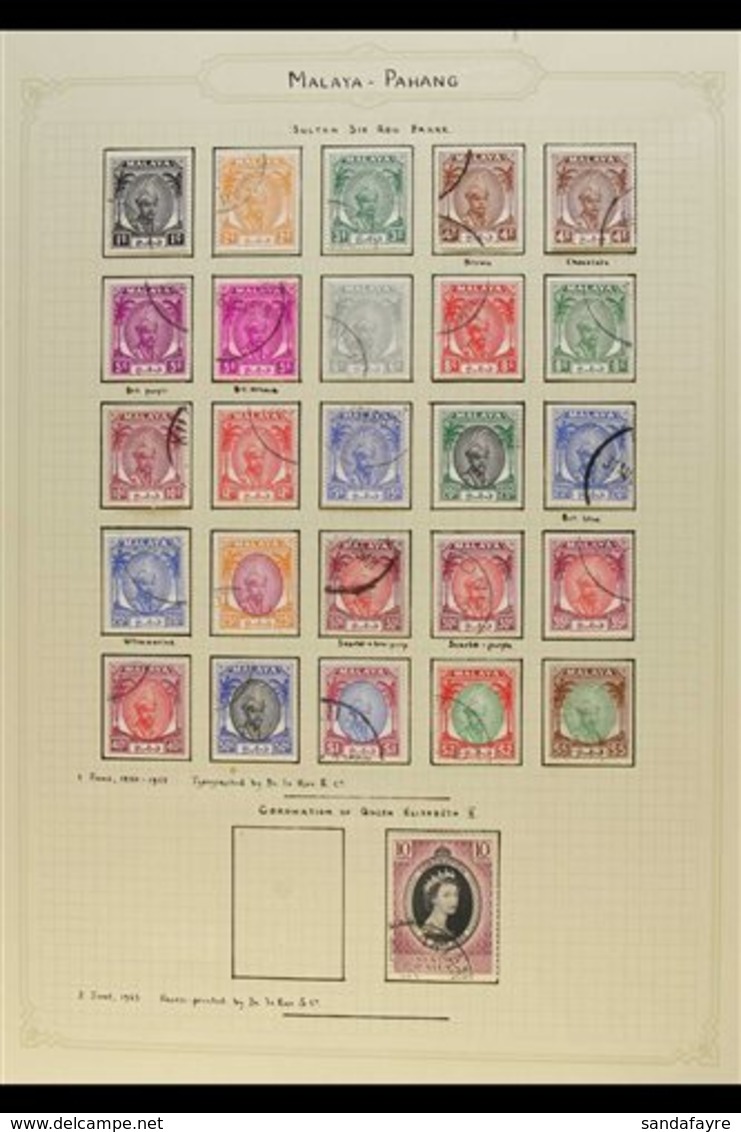 PAHANG 1950-1970 VERY FINE USED COLLECTION On Album Pages. Includes 1950-56 Bakar Definitive Set Plus All Additional Lis - Other & Unclassified
