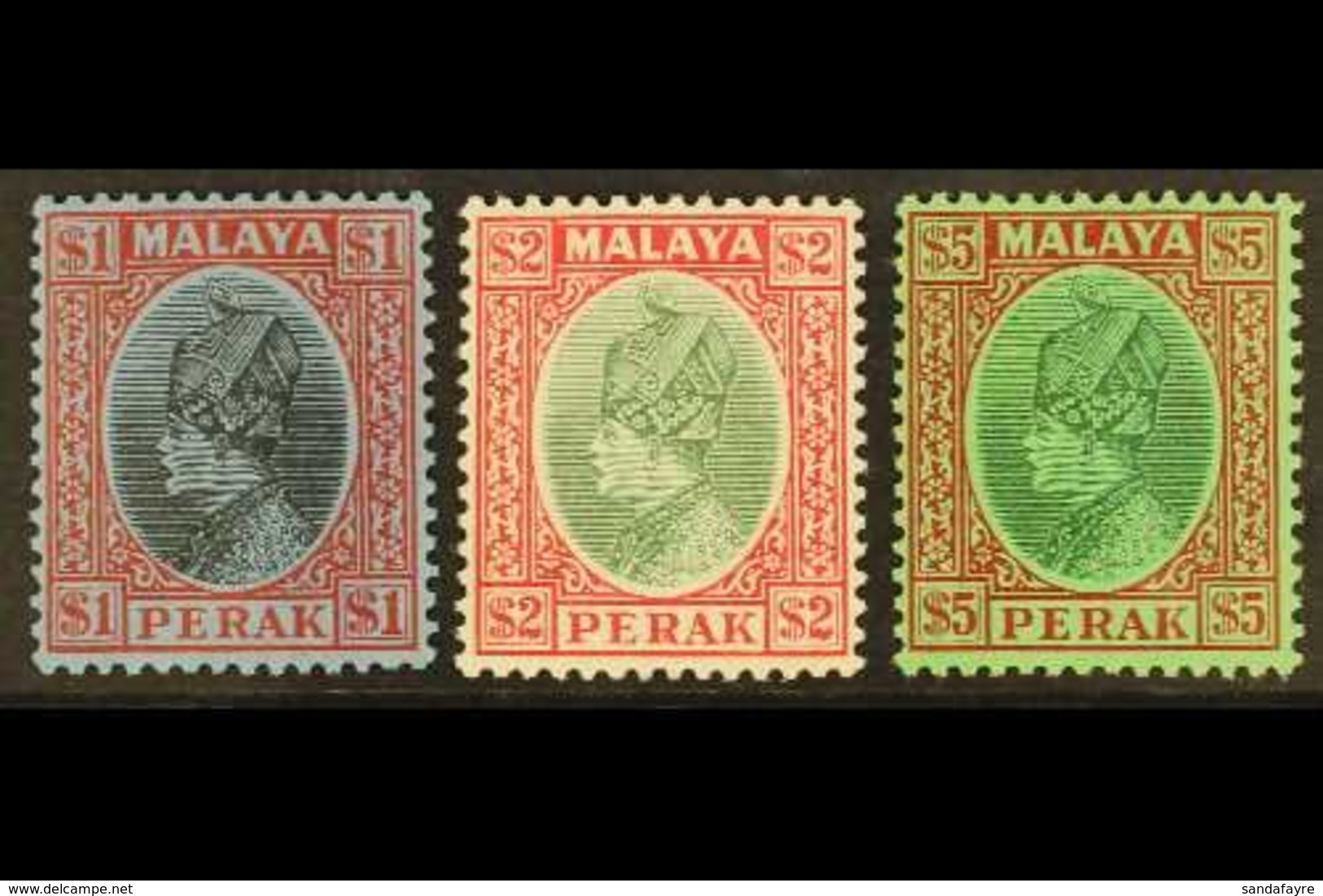 PERAK 1935 $1 - $5 Sultan High Values, SG 100/102, Very Fine Mint. (3 Stamps) For More Images, Please Visit Http://www.s - Sonstige & Ohne Zuordnung