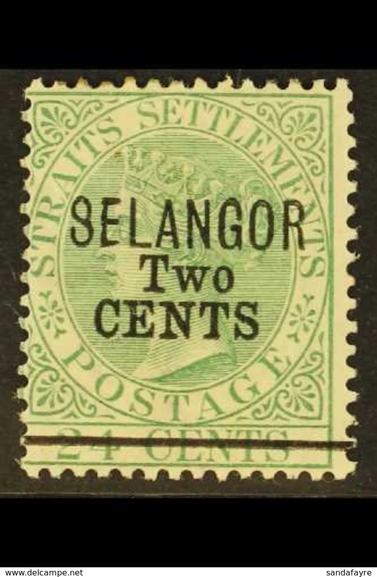 SELANGOR 1891 2c On 24c Green, SG 46, Fine Mint. For More Images, Please Visit Http://www.sandafayre.com/itemdetails.asp - Sonstige & Ohne Zuordnung
