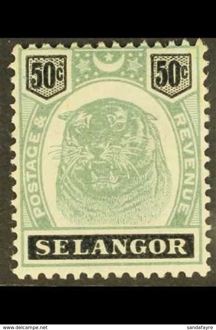 SELANGOR 1895-99 50c Green & Black Tiger, SG 60, Fine Mint, Fresh, Expertized A. Diena. For More Images, Please Visit Ht - Altri & Non Classificati