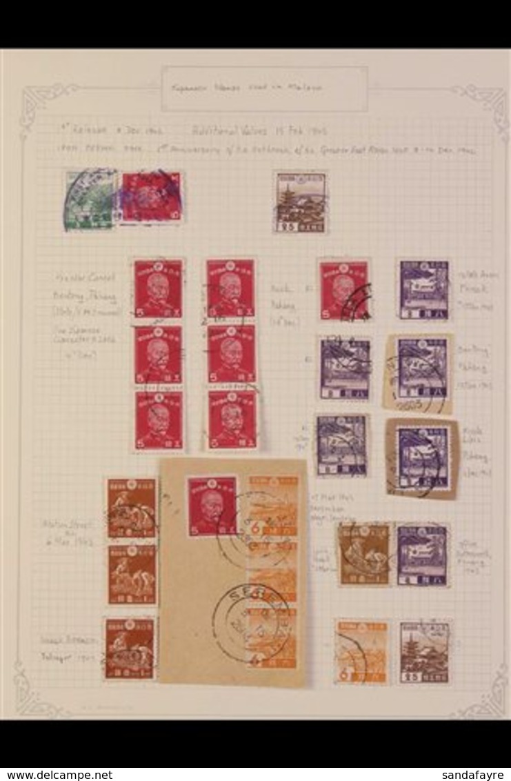 JAPANESE STAMPS USED IN MALAYA Very Fine Collection Written Up On Album Pages. Japanese Stamps (some On Piece) With A Ra - Autres & Non Classés