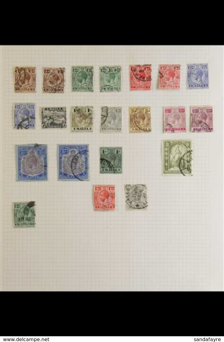 1914-1985 USED COLLECTION On Leaves, ALL DIFFERENT, Includes 1914-21 Set To 2s (x2, Both Shades) & 2s6d With Shades, 192 - Malte (...-1964)