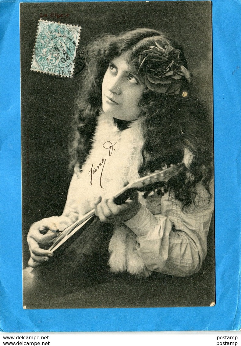 Musique -une Belle Jeune Femme -joueuse De Mandoline --a Voyagé  En 1904 - Musique Et Musiciens