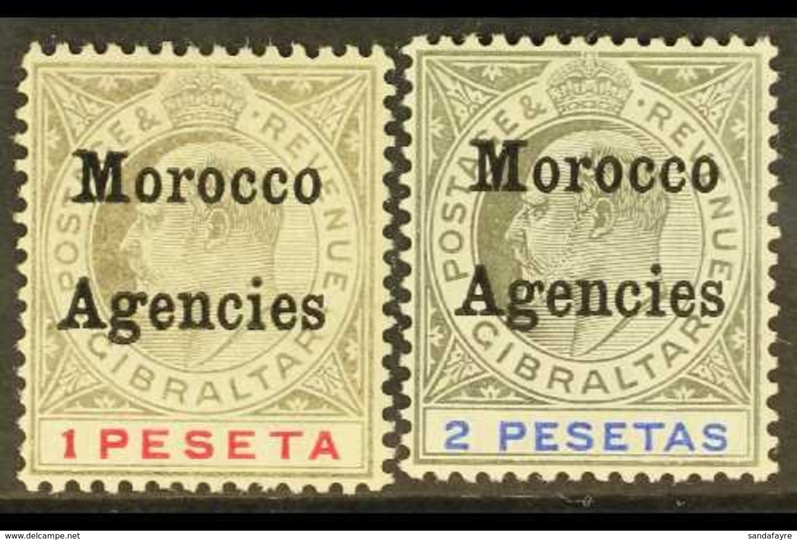 GIBRALTAR ISSUES OVERPRINTED: 1905-06 1p And 2p, SG 29/30, Very Fine Mint. (2 Stamps) For More Images, Please Visit Http - Andere & Zonder Classificatie