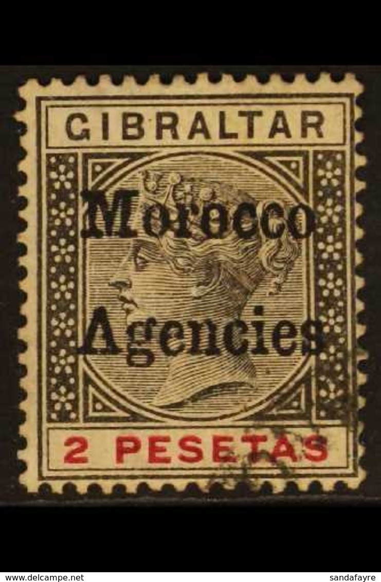 GIBRALTAR ISSUES OVERPRINTED 1898-2000 2p Black And Carmine With Inverted "V" For "A", SG 8a, Fine Used. For More Images - Sonstige & Ohne Zuordnung