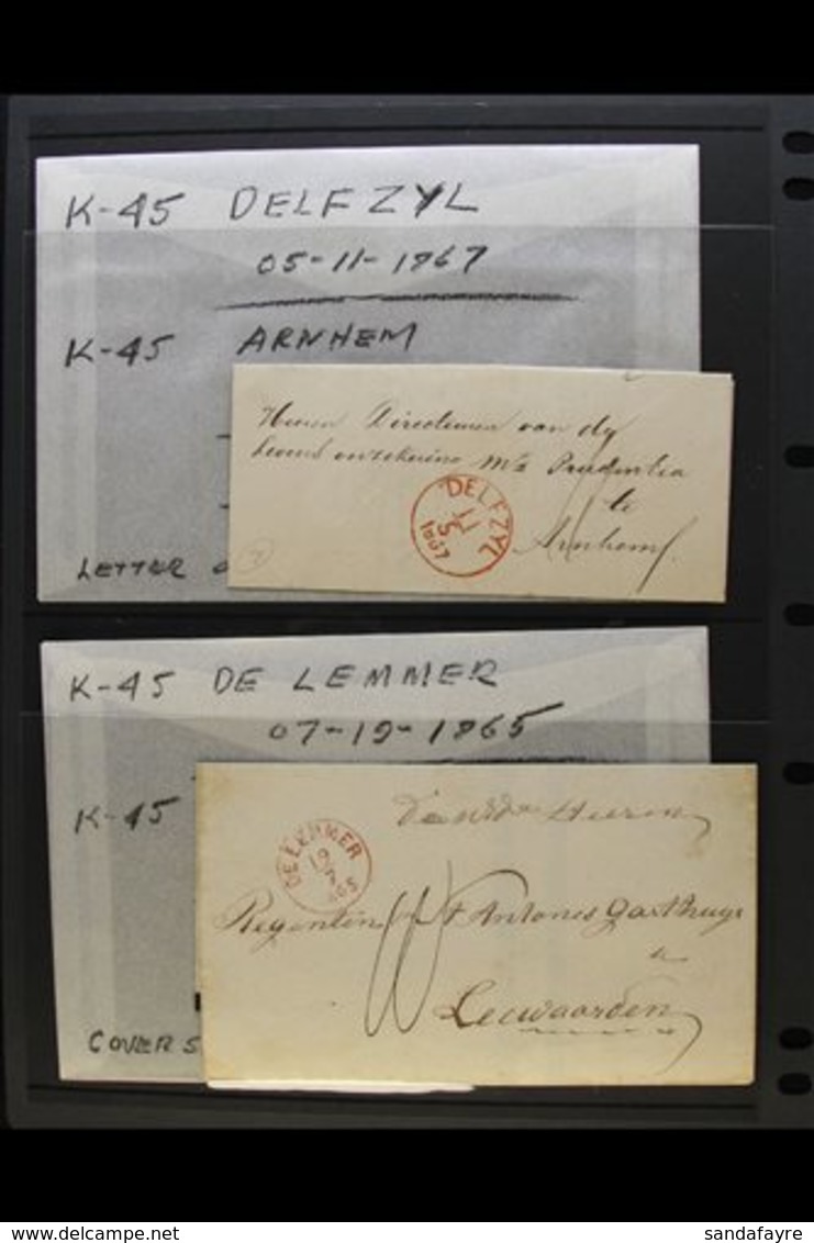 1853-1867 STAMPLESS COVERS. An Interesting Collection Of Unpaid By Sender Entires & Entire Letters, Bearing ALL DIFFEREN - Other & Unclassified