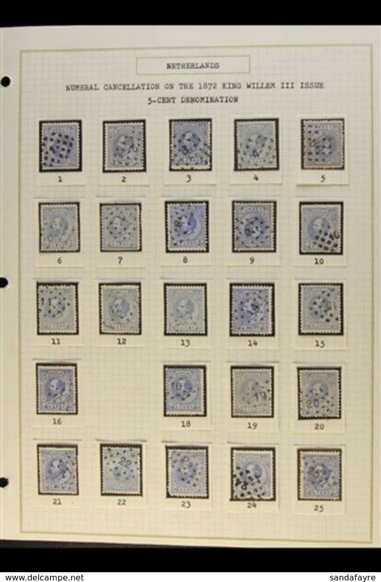 1872 NUMERAL POSTMARKS ON KING WILLIAM III ISSUES. An Interesting Collection Of Used Stamps With Values To 2.50g Nicely  - Altri & Non Classificati