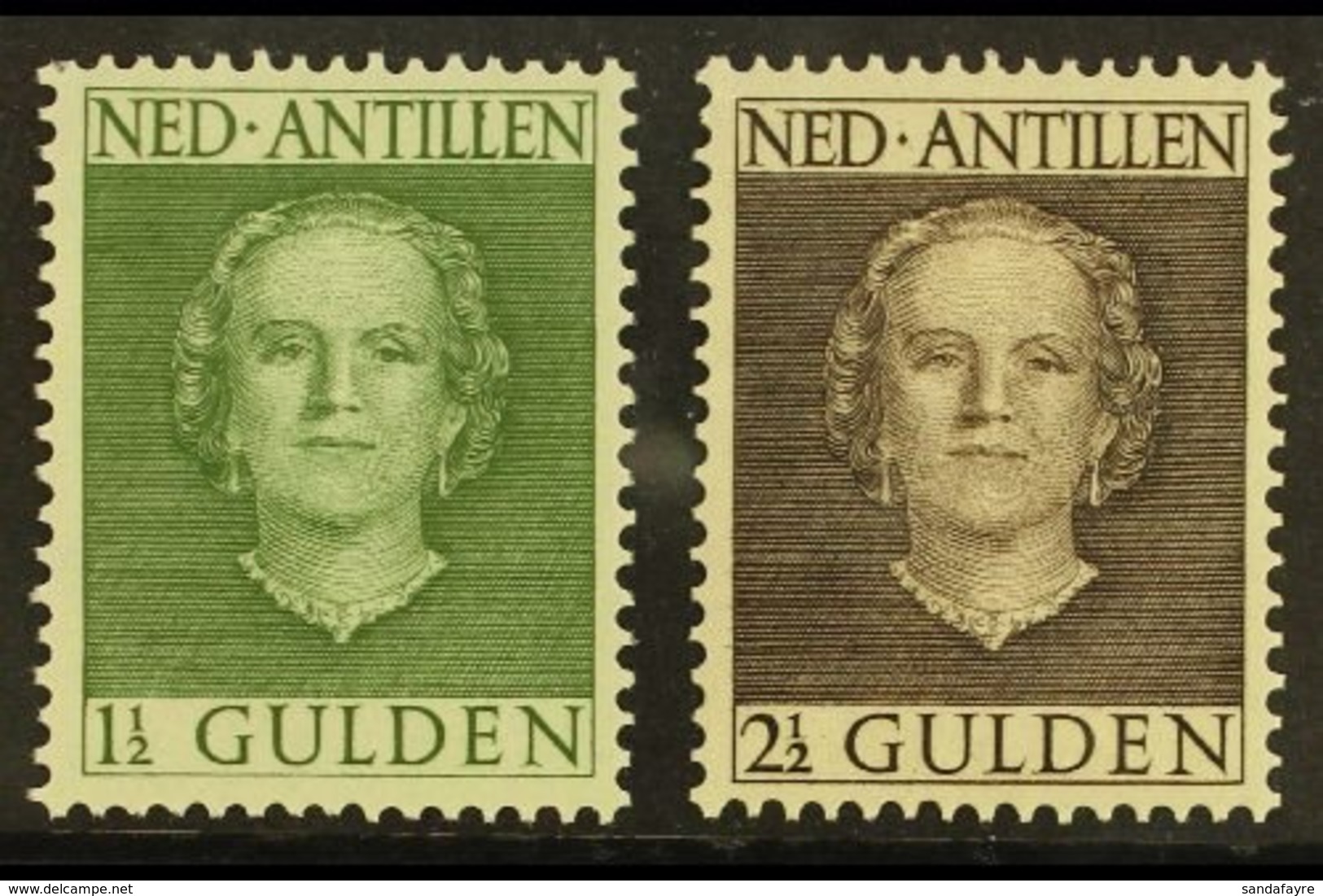 ANTILLES 1950-79 1½g Grey Green & 2½g Sepia  Perf 12½ X 12, SG 321/22, Very Fine Mint (2 Stamps) For More Images, Please - Other & Unclassified