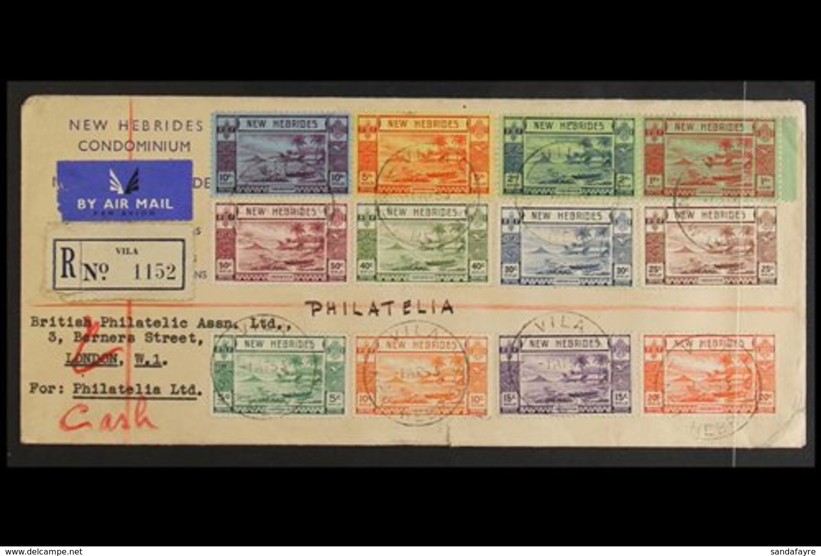 ENGLISH 1938 Gold Currency Complete Set, SG 52/63, Very Fine Cds Used On 1st April 1953 Cover Registered Vila To London, - Other & Unclassified