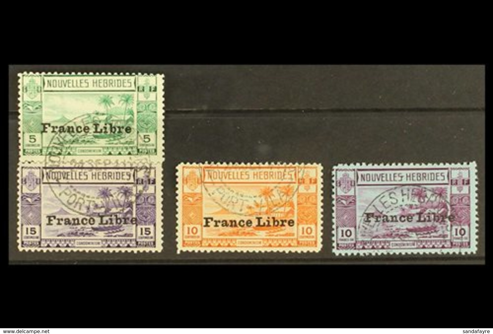 FRENCH 1941 France Libre Overprinted 5c To 15c And 10f, SG F65/67 & 76, Fine Cds Used. (4 Stamps) For More Images, Pleas - Sonstige & Ohne Zuordnung