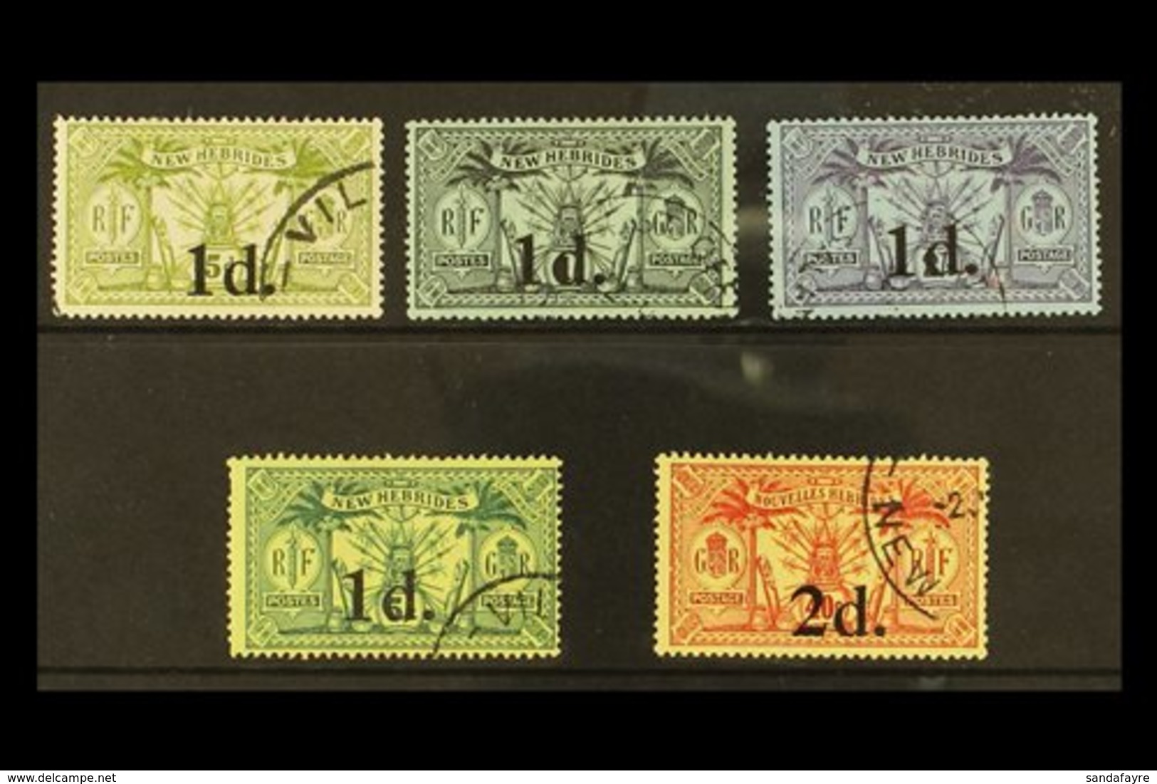 INSCRIBED IN ENGLISH 1920 Surcharge Set To 2d On 40c Red On Yellow, SG 30/34, Fine Used, Odd Tiny Fault. (5 Stamps) For  - Autres & Non Classés