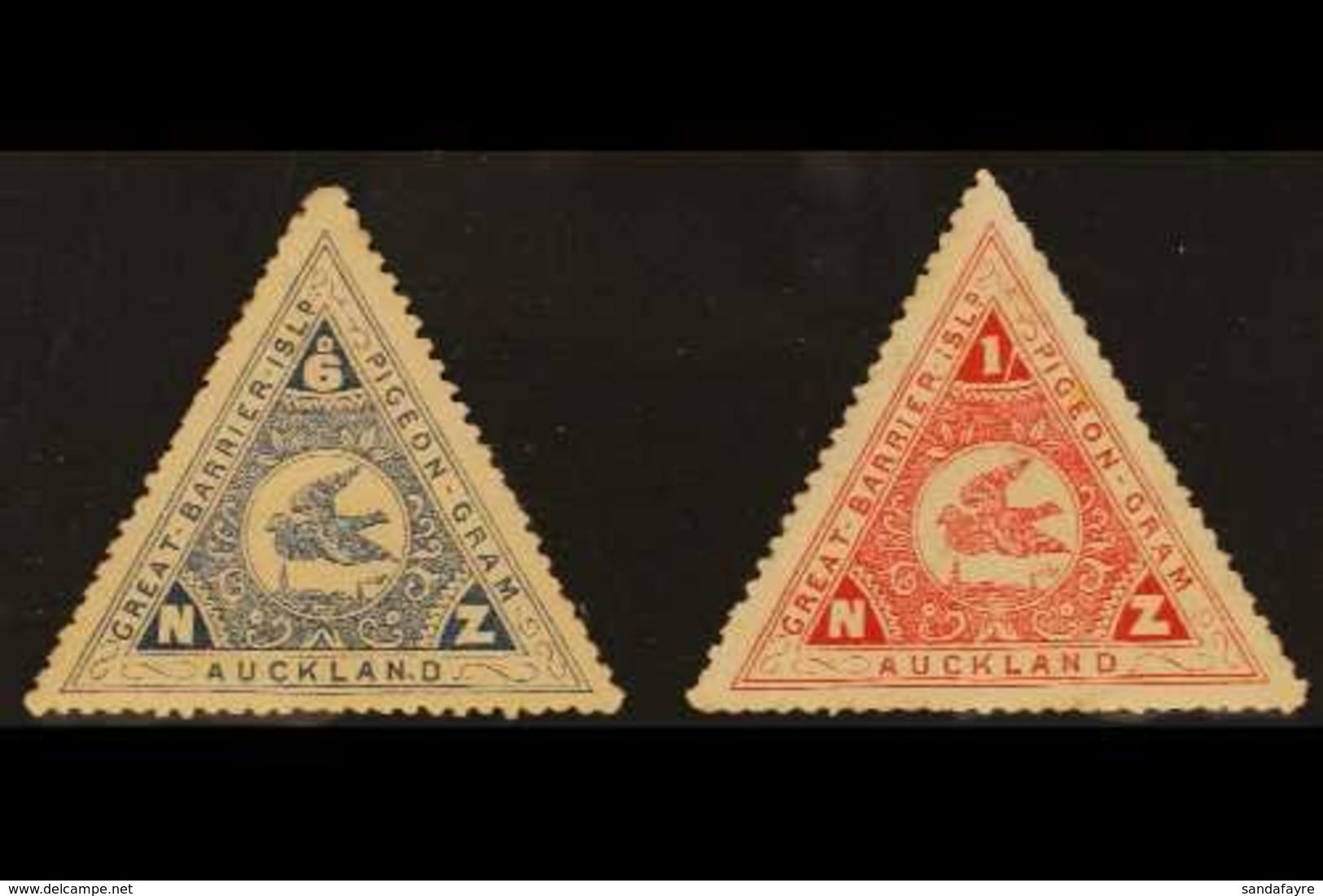 PIGEON POST 1899 6d & 1s Triangular Set, CP VP7/8, Mint With Poor Gum / Minor Fault. Fabulous Bird Stamps (2)  For More  - Other & Unclassified