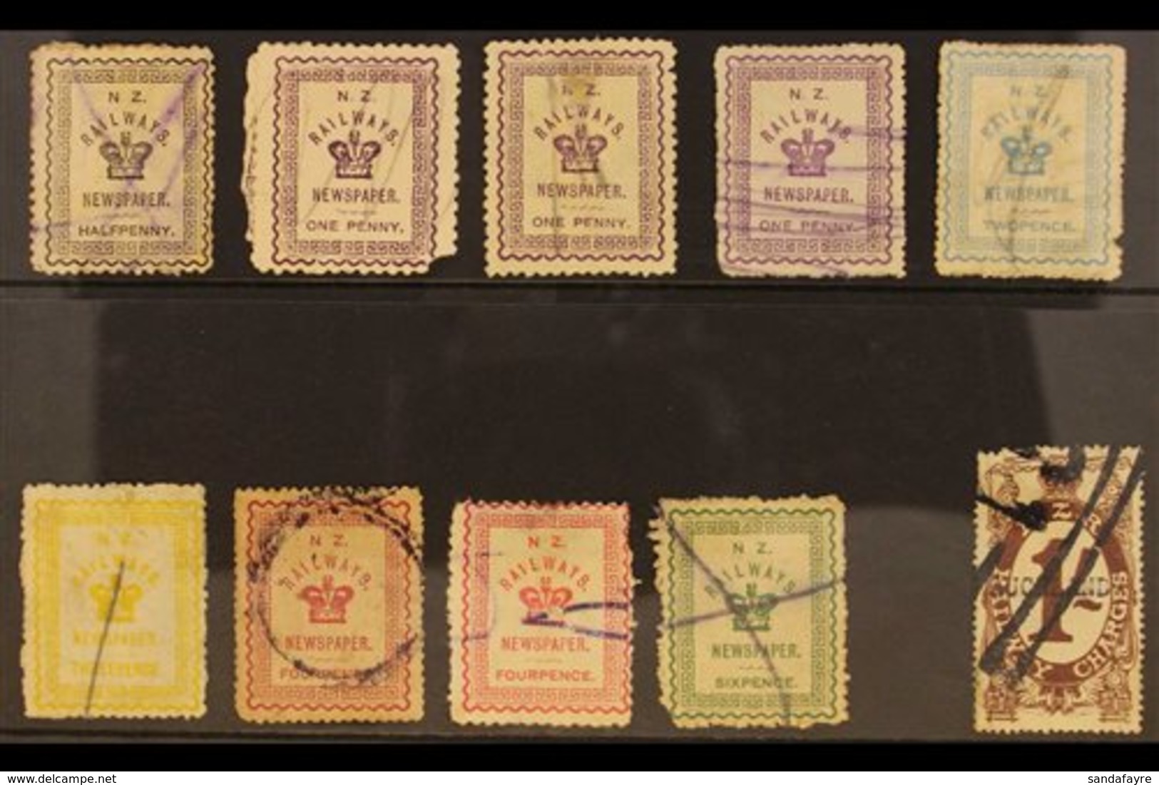 RAILWAY STAMPS 1890-1925 Used Group With 1890-1925 Railway Newspaper Stamps All Values To 6d Incl ½d, 1d X3, 2d, 3d, 4d  - Other & Unclassified