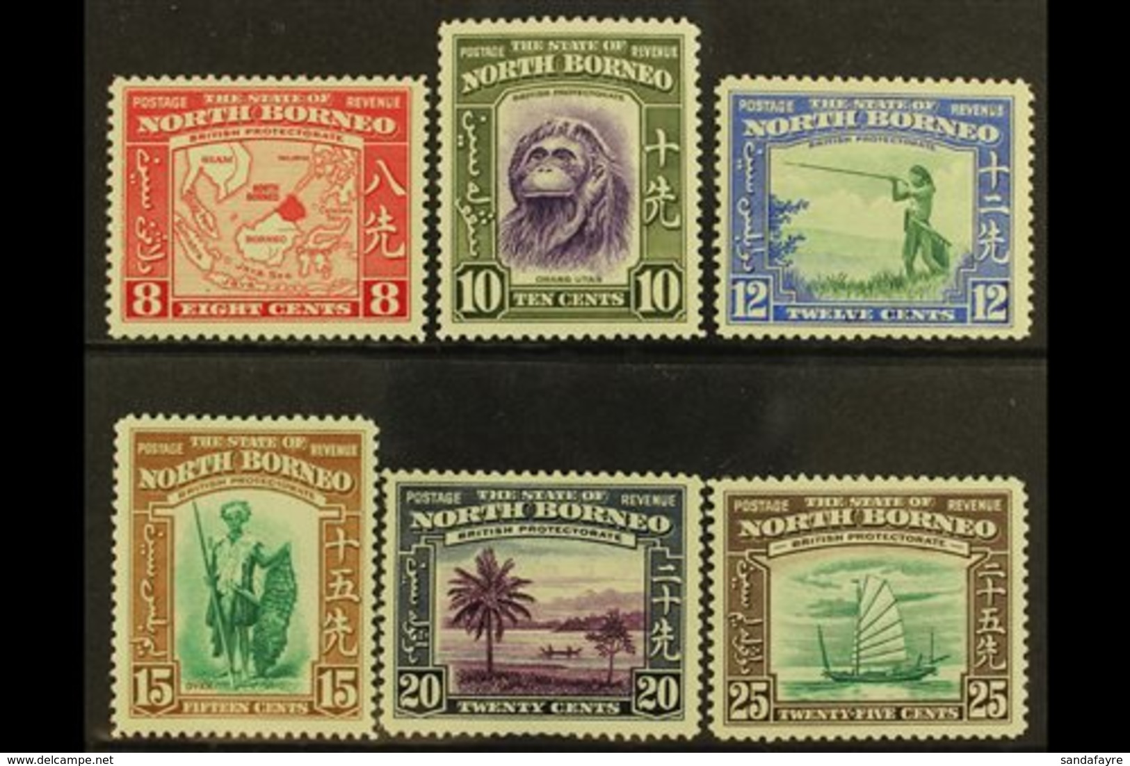 1939 Definitives 8c To 25c, SG 308/13, Never Hinged Mint. Fresh! (6 Stamps) For More Images, Please Visit Http://www.san - North Borneo (...-1963)