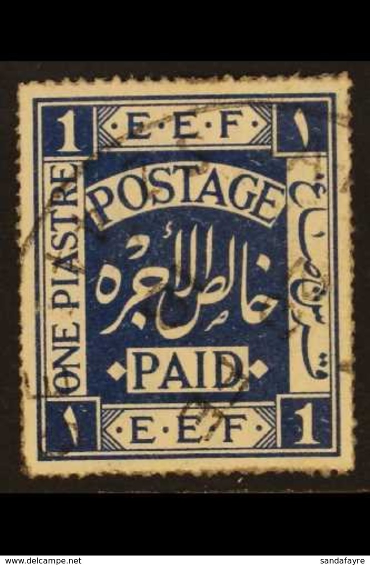 1918 1p Deep Blue, SG 1a, Very Fine Used, Light Cds Cancel. For More Images, Please Visit Http://www.sandafayre.com/item - Palestine