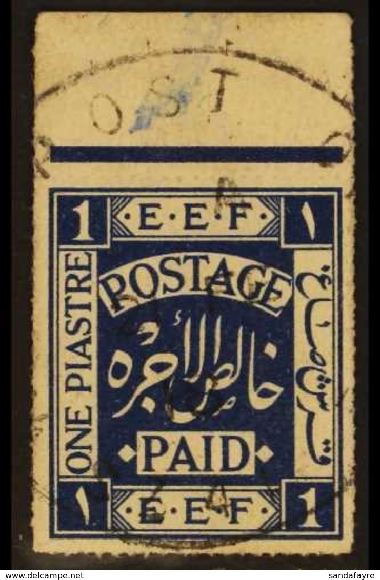 1918 1p Indigo, SG 1, Very Fine Marginal Used. For More Images, Please Visit Http://www.sandafayre.com/itemdetails.aspx? - Palestine