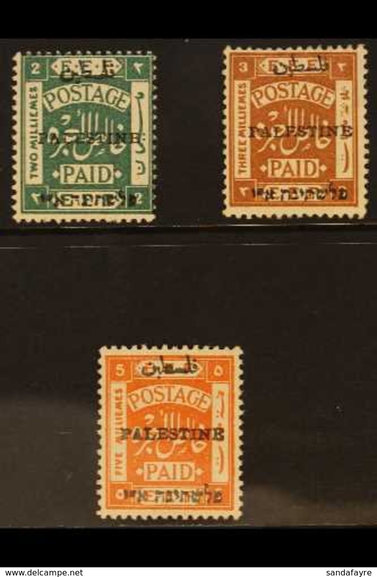 1920 Perf 14 Overprint Set, Type 4, Arabic 8mm Long, SG 27-9, Very Fine Mint. (3 Stamps) For More Images, Please Visit H - Palestine