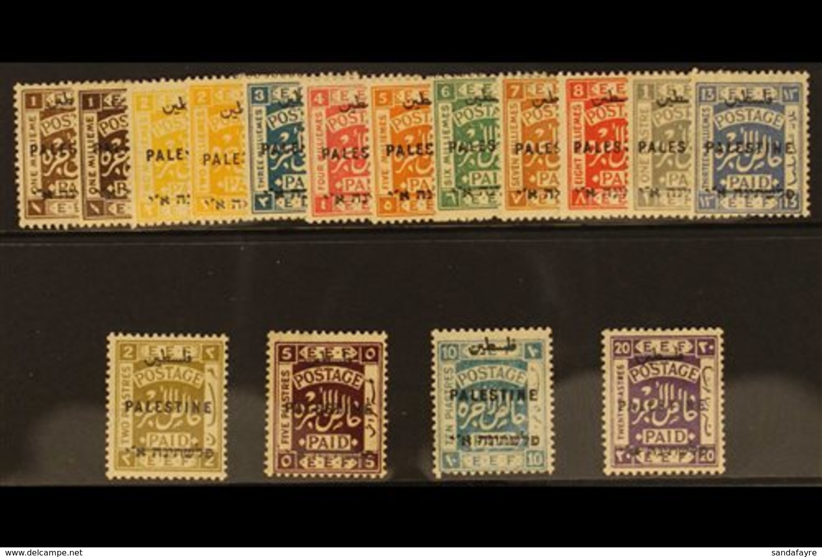 1922 Complete Set Wmk Script, Perf 14, Overprinted Type 8, SG 71/84  With Shades (less 82b), Very Fine Mint. (16 Stamps) - Palestine