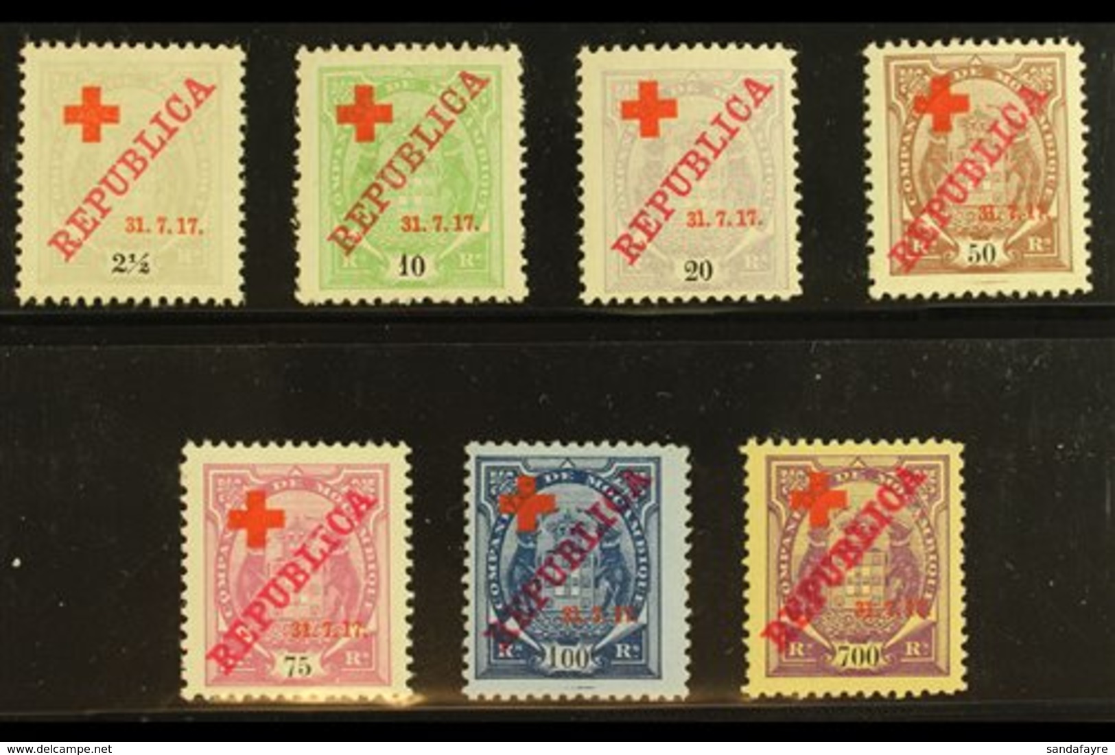 MOZAMBIQUE COMPANY 1917 Red Cross Overprints Complete Set (SG 189/95, Afinsa 107/13), Fine Mint, Very Fresh. (7 Stamps)  - Other & Unclassified