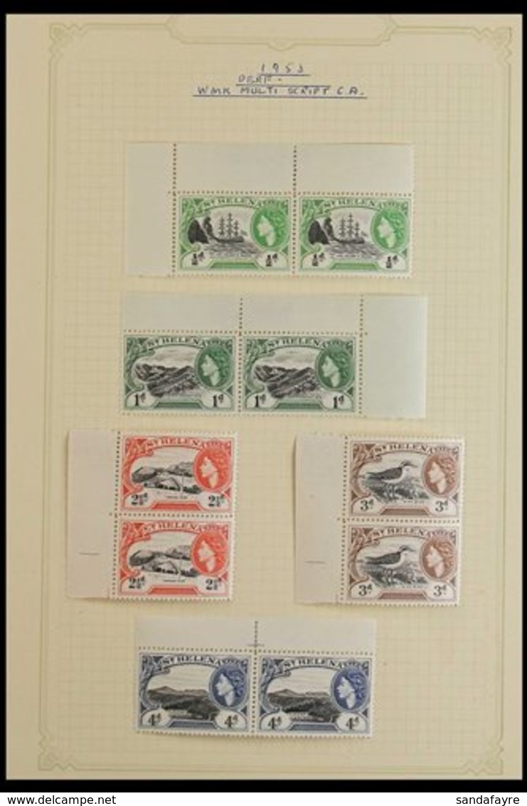 1953-59 Pictorial Definitive Set, SG 153/65, Marginal Pairs, With Stamps Being Chiefly never Hinged Mint. (26 Stamps) Fo - Sainte-Hélène