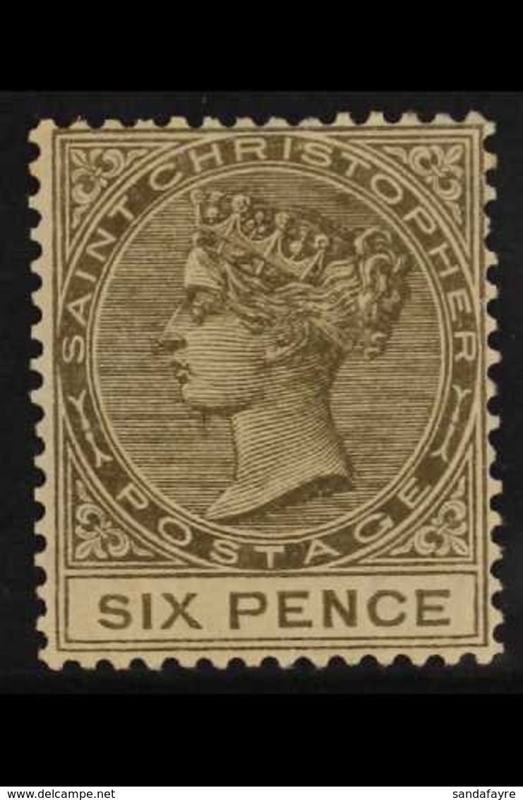 1882-90 6d Olive-brown, SG 19, Mint With Light Gum Toning.  For More Images, Please Visit Http://www.sandafayre.com/item - St.Christopher, Nevis En Anguilla (...-1980)