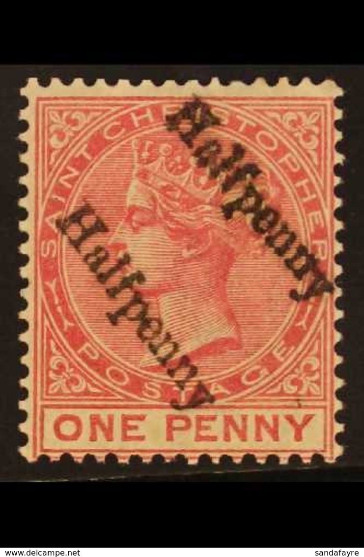 1885 ½d On Half 1d Carmine-rose, Unsevered Pair, SG 23a, Fine Mint. For More Images, Please Visit Http://www.sandafayre. - St.Christopher-Nevis-Anguilla (...-1980)