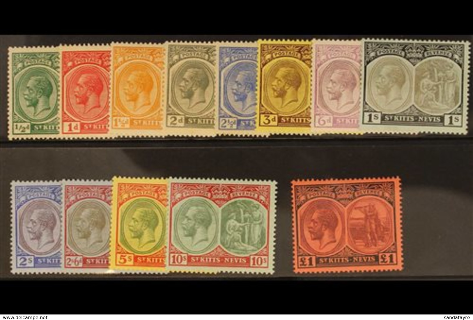 1920-22 Complete Set, SG 24/36, Very Fine Mint. (13) For More Images, Please Visit Http://www.sandafayre.com/itemdetails - St.Kitts E Nevis ( 1983-...)