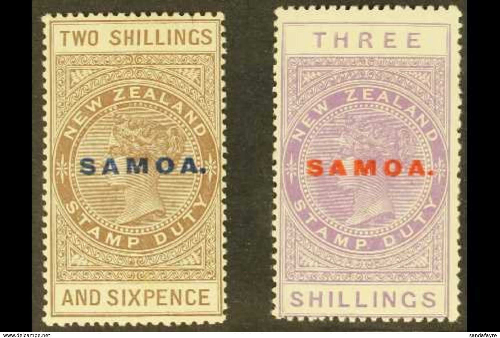 1925-28 2s6d Deep Grey Brown & 3s Mauve "Postal Fiscal" Overprinted "SAMOA", SG 166/66a, Fine Mint (2 Stamps) For More I - Samoa