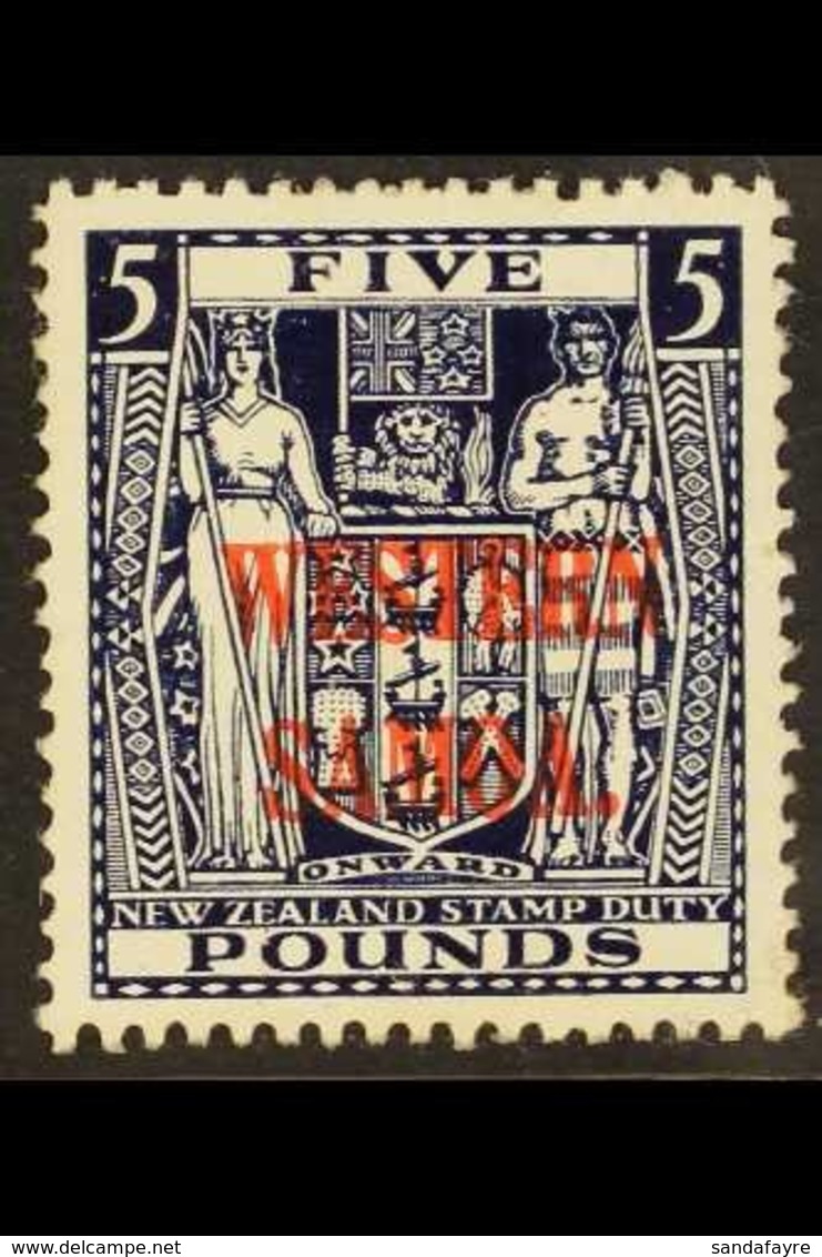 1941 - 2 £5 Indigo - Blue Arms, Wmk "single NZ And Star", On Wiggins Paper, SG 194d, Fine Mint. Rare And Attractive Stam - Samoa