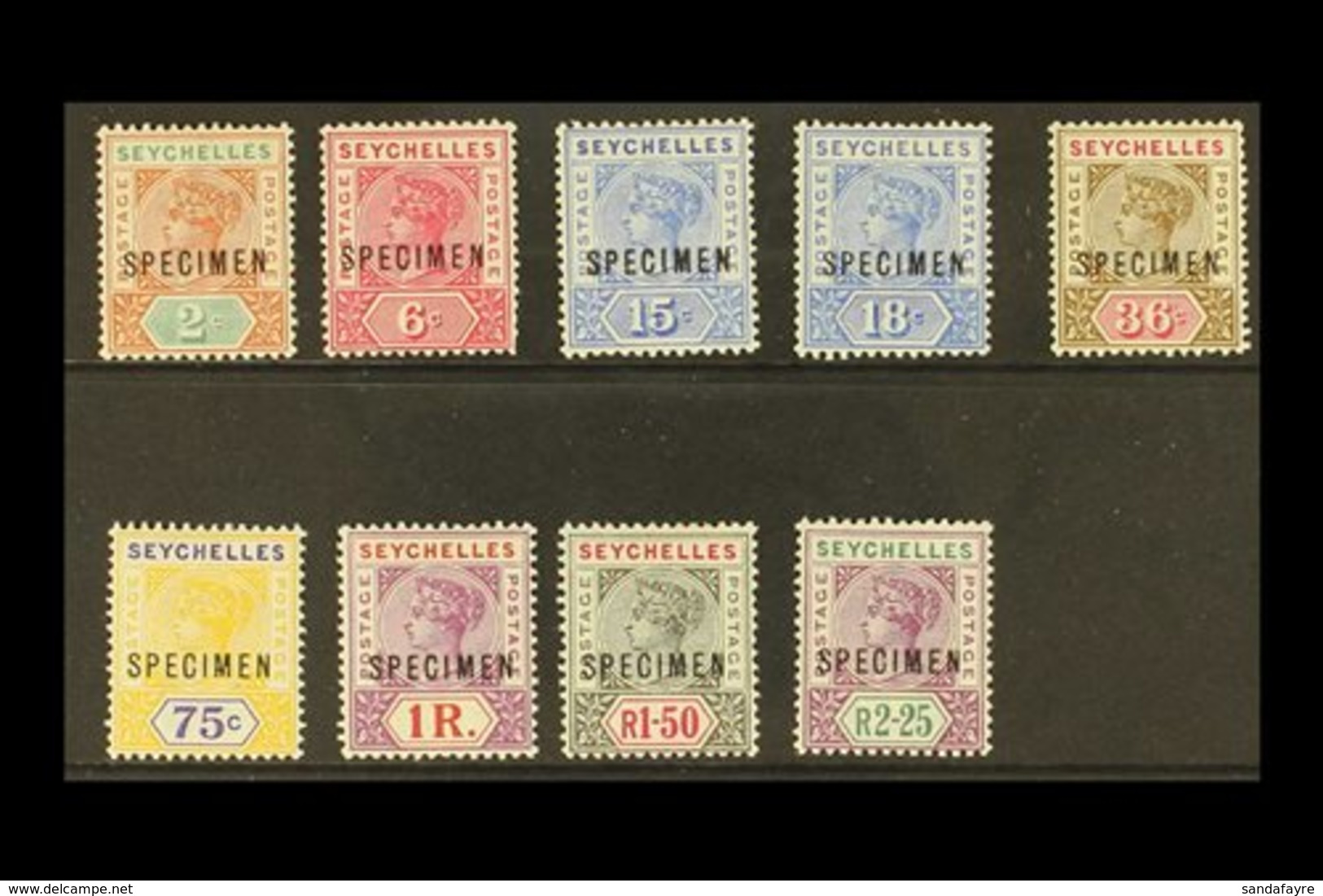 1897-1900 Complete Set Overprinted "SPECIMEN", SG 28/36s, Very Fine Mint. (9 Stamps) For More Images, Please Visit Http: - Seychellen (...-1976)